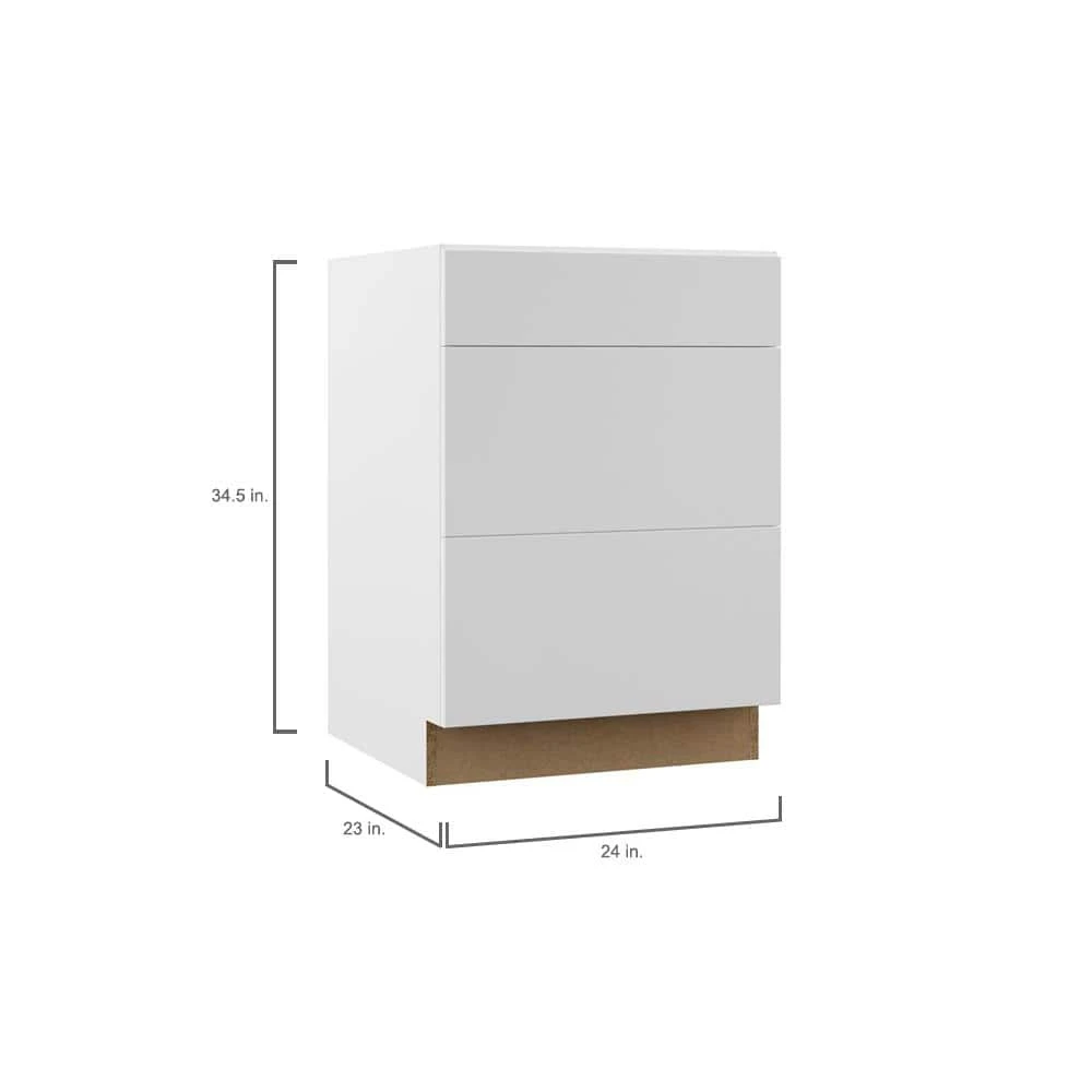 Hampton Bay Designer Series Edgeley Assembled 24x34.5x23.75 in. Drawer Base Kitchen Cabinet in White 4 Hampton Bay Designer Series Edgeley Assembled 24x34.5x23.75 in. Drawer Base Kitchen Cabinet in White - Image 4