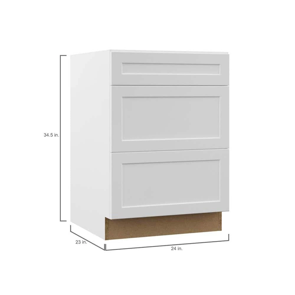 Hampton Bay Designer Series Melvern Assembled 24x34.5x23.75 in. Drawer Base Kitchen Cabinet in White 6 Hampton Bay Designer Series Melvern Assembled 24x34.5x23.75 in. Drawer Base Kitchen Cabinet in White - Image 6