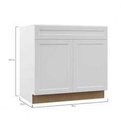 Hampton Bay Designer Series Melvern Assembled 36x34.5x23.75 in. Sink Base Kitchen Cabinet in White -Hampton Bay Shop white hampton bay assembled kitchen cabinets bs36 mlwh 77 1000