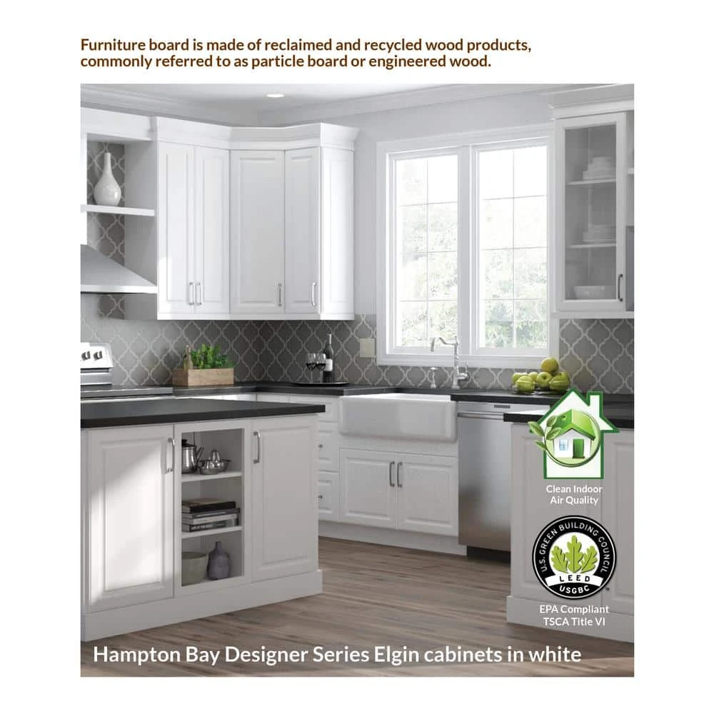 Hampton Bay Designer Series Melvern Assembled 36x34.5x23.75 in. Farmhouse Apron-Front Sink Base Kitchen Cabinet in White 3 Hampton Bay Designer Series Melvern Assembled 36x34.5x23.75 in. Farmhouse Apron-Front Sink Base Kitchen Cabinet in White - Image 3