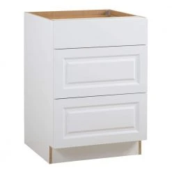 Hampton Bay Benton Assembled 24x34.5x24.5 in. Base Cabinet with 3-Soft Close Drawers in White -Hampton Bay Shop white hampton bay assembled kitchen cabinets bt2435d wh 1f 1000