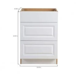 Hampton Bay Benton Assembled 24x34.5x24.5 in. Base Cabinet with 3-Soft Close Drawers in White -Hampton Bay Shop white hampton bay assembled kitchen cabinets bt2435d wh 44 1000