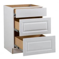 Hampton Bay Benton Assembled 24x34.5x24.5 in. Base Cabinet with 3-Soft Close Drawers in White -Hampton Bay Shop white hampton bay assembled kitchen cabinets bt2435d wh 77 1000