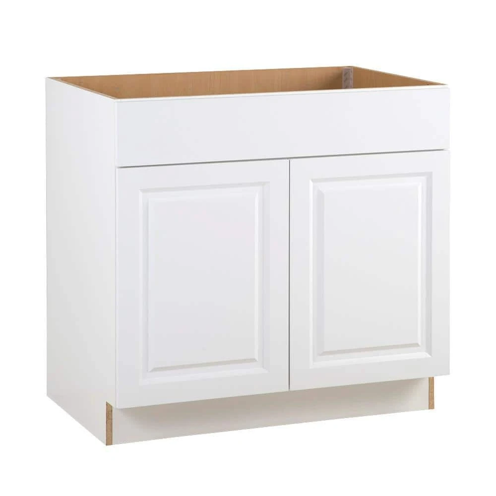 Hampton Bay Benton Assembled 36x34.5x24 in. Sink Base Cabinet with False Drawer Front in White 8 Hampton Bay Benton Assembled 36x34.5x24 in. Sink Base Cabinet with False Drawer Front in White - Image 8