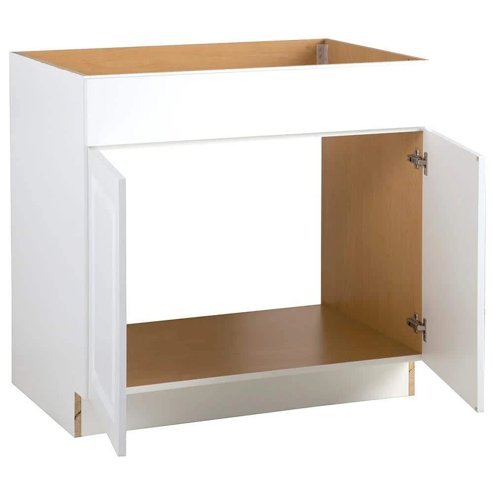 Hampton Bay Benton Assembled 36x34.5x24 in. Sink Base Cabinet with False Drawer Front in White 6 Hampton Bay Benton Assembled 36x34.5x24 in. Sink Base Cabinet with False Drawer Front in White - Image 6