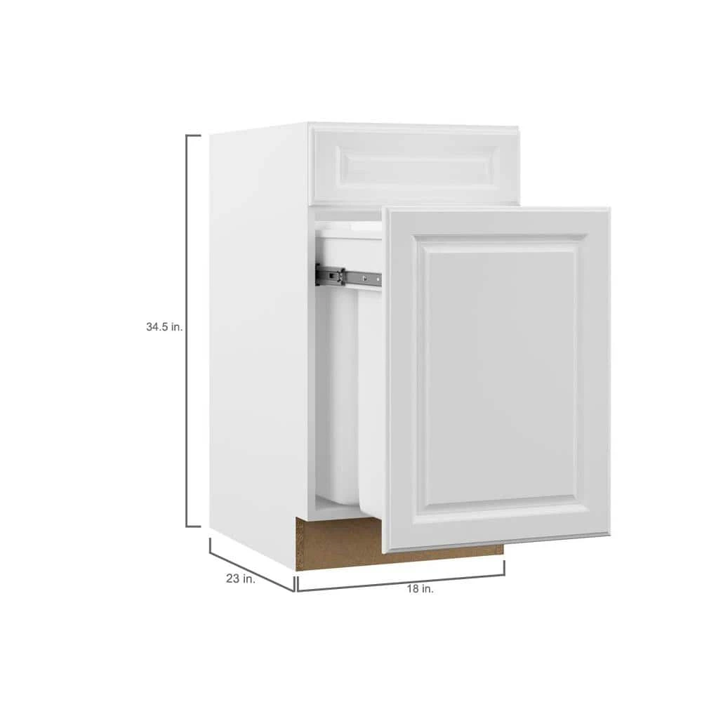 Hampton Bay Designer Series Elgin Assembled 18x34.5x23.75 in. Dual Pull Out Trash Can Base Kitchen Cabinet in White 4 Hampton Bay Designer Series Elgin Assembled 18x34.5x23.75 in. Dual Pull Out Trash Can Base Kitchen Cabinet in White - Image 4