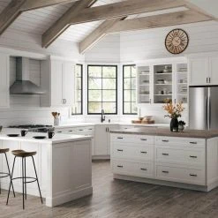 Hampton Bay Designer Series Melvern White Assembled Dual Pull Out Trash Can Base Kitchen Cabinet (18 in. x 34.5 in. x 23.75 in.) -Hampton Bay Shop white hampton bay assembled kitchen cabinets bwd18 mlwh 31 1000