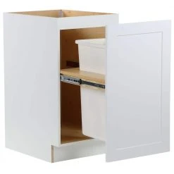 Hampton Bay Cambridge Shaker Assembled 18x35x24 in. Base Cabinet with a Soft Close Pull Out Trash Can in White -Hampton Bay Shop white hampton bay assembled kitchen cabinets cm1835u wh 4f 1000