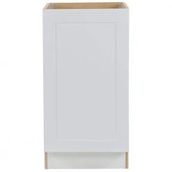 Hampton Bay Cambridge Shaker Assembled 18x35x24 in. Base Cabinet with a Soft Close Pull Out Trash Can in White