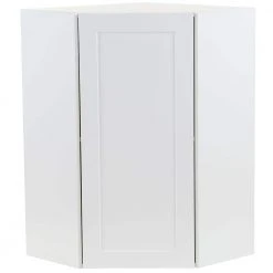 Hampton Bay Cambridge Shaker Assembled 23.64x30x23.64 in. Corner Wall Cabinet with 1 Soft Close Door in White