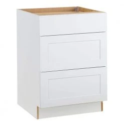 Hampton Bay Cambridge White Plywood Shaker Stock Assembled Base Cabinet with 3 Soft Close Drawers (24 in. x 34.5 in. x 24.5 in.) -Hampton Bay Shop white hampton bay assembled kitchen cabinets cm2435d wh c3 1000