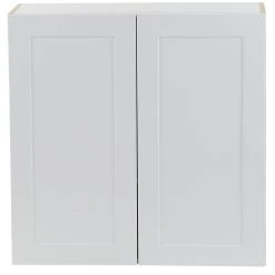 Hampton Bay Cambridge White Plywood Shaker Stock Assembled Wall Cabinet with 2 Soft Close Doors (30 in. x 30 in. x 12.5 in.)