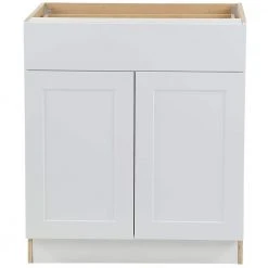 Hampton Bay Cambridge White Plywood Shaker Stock Assembled Base Cabinet with Soft Close Drawer & Doors (30 in.x34.5 in.x24.5 in.)