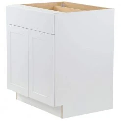 Hampton Bay Cambridge White Plywood Shaker Stock Assembled Base Cabinet with Soft Close Drawer & Doors (30 in.x34.5 in.x24.5 in.) -Hampton Bay Shop white hampton bay assembled kitchen cabinets cm3035b wh c3 1000