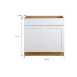 Hampton Bay Cambridge White Plywood Shaker Assembled Sink Base Cabinet with False Drawer Front & Soft Close Doors (36x34.5x24.5 in.) -Hampton Bay Shop white hampton bay assembled kitchen cabinets cm3635s wh 31 1000