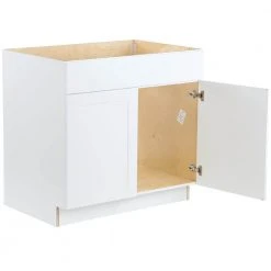 Hampton Bay Cambridge White Plywood Shaker Assembled Sink Base Cabinet with False Drawer Front & Soft Close Doors (36x34.5x24.5 in.) -Hampton Bay Shop white hampton bay assembled kitchen cabinets cm3635s wh 4f 1000