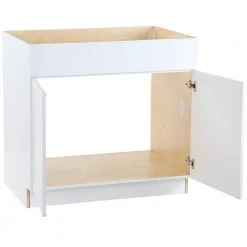 Hampton Bay Cambridge White Plywood Shaker Assembled Sink Base Cabinet with False Drawer Front & Soft Close Doors (36x34.5x24.5 in.) -Hampton Bay Shop white hampton bay assembled kitchen cabinets cm3635s wh 77 1000
