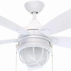 Hampton Bay Seaport 52 in. LED White Smart Hubspace Ceiling Fan with Light and Remote -Hampton Bay Shop white hampton bay ceiling fans with lights al634 wh hs 40 1000