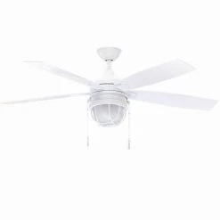 Hampton Bay Seaport 52 in. LED White Smart Hubspace Ceiling Fan with Light and Remote -Hampton Bay Shop white hampton bay ceiling fans with lights al634 wh hs 66 1000