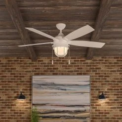 Hampton Bay Seaport 52 in. LED White Smart Hubspace Ceiling Fan with Light and Remote -Hampton Bay Shop white hampton bay ceiling fans with lights al634 wh hs a0 1000