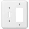 Hampton Bay Declan 2 Gang 1-Toggle and 1-Rocker Steel Wall Plate - White
