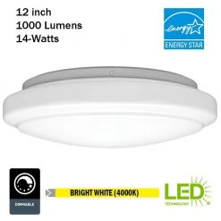 Hampton Bay 12 in. Round LED Flush Mount Light Pantry Laundry Closet Light 1000 Lumens Dimmable 4000K Bright White 9 Hampton Bay 12 in. Round LED Flush Mount Light Pantry Laundry Closet Light 1000 Lumens Dimmable 4000K Bright White -Hampton Bay Shop white hampton bay flush mount lights 54074391 40 1000