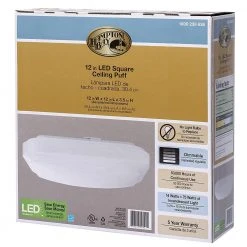 Hampton Bay 12 in. 14-Watt Square LED Flush Mount Ceiling Light 1000 Lumens 4000K Bright White Dimmable -Hampton Bay Shop white hampton bay flush mount lights 54616291 1f 1000