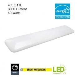 Hampton Bay 49 in. x 10 in Rectangular Light Fixture LED Flush Mount 3000 Lumen Smooth Acrylic Lens Kitchen Light Laundry Room Light -Hampton Bay Shop white hampton bay flush mount lights 54644141 40 1000
