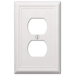 Hampton Bay Ascher White 1-Gang Duplex Outlet Steel Wall Plate (4-Pack)