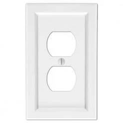 Hampton Bay Woodmore White 1-Gang Duplex Outlet Wood Wall Plate (4-Pack)