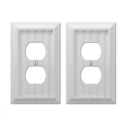 Hampton Bay Cottage 1 Gang Duplex Composite Wall Plate - White (2-Pack)