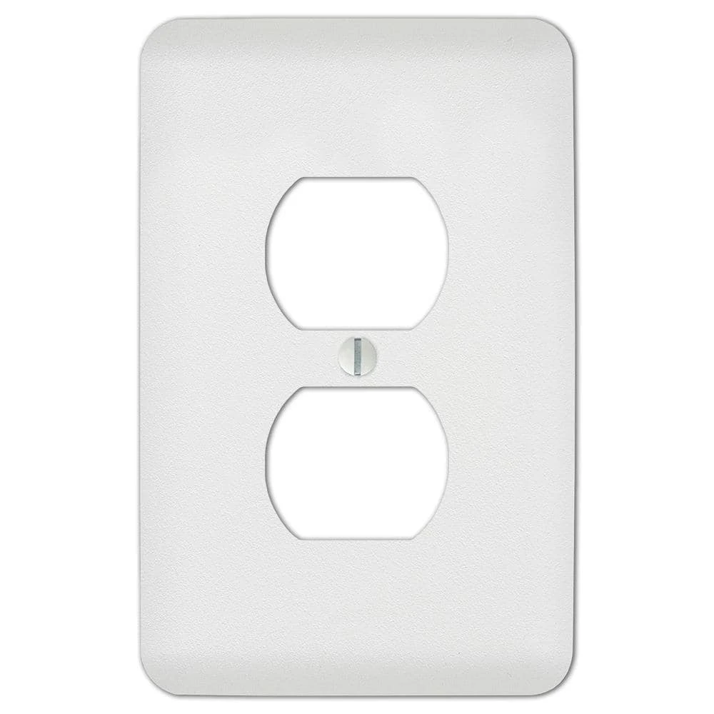 Hampton Bay Perry 1 Gang Duplex Steel Wall Plate - White 1 Hampton Bay Perry 1 Gang Duplex Steel Wall Plate - White