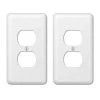 Hampton Bay Declan 1 Gang Duplex Steel Wall Plate - White (2-Pack)