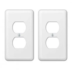 Hampton Bay Declan 1 Gang Duplex Steel Wall Plate - White (2-Pack)