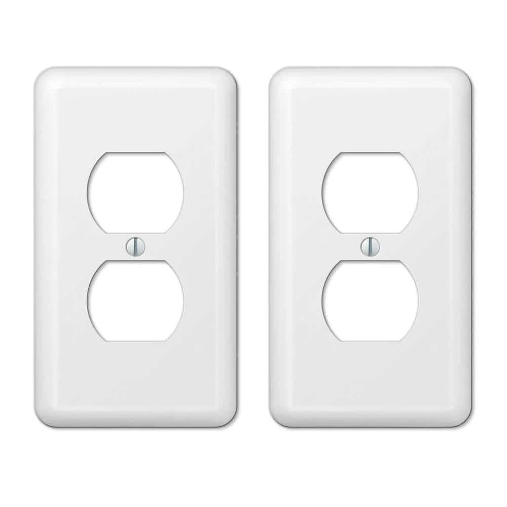Hampton Bay Declan 1 Gang Duplex Steel Wall Plate - White (2-Pack) 1 Hampton Bay Declan 1 Gang Duplex Steel Wall Plate - White (2-Pack)