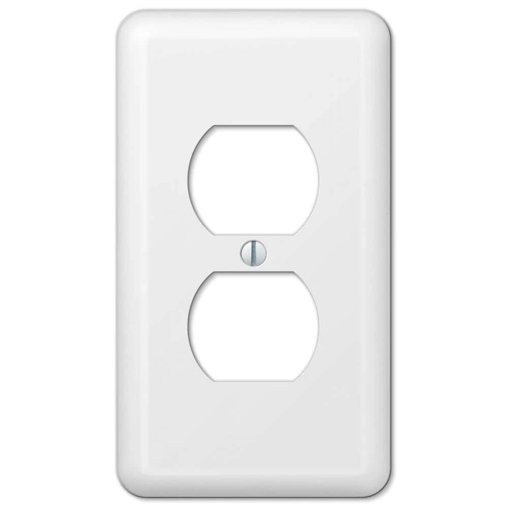 Hampton Bay Declan 1 Gang Duplex Steel Wall Plate - White 1 Hampton Bay Declan 1 Gang Duplex Steel Wall Plate - White