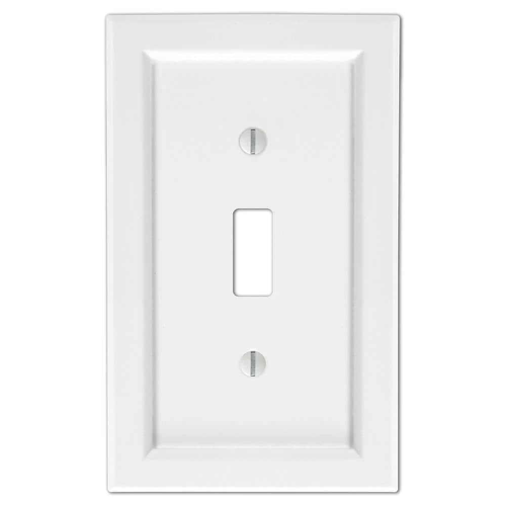 Hampton Bay Woodmore 1 Gang Toggle Wood Wall Plate - White 1 Hampton Bay Woodmore 1 Gang Toggle Wood Wall Plate - White