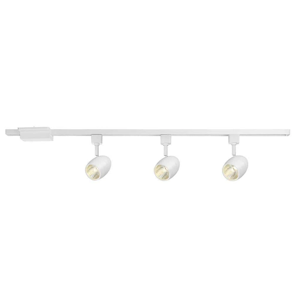 Hampton Bay 4 ft. 3-Light White Integrated LED Linear Track Lighting Kit with Round Back Heads 1 Hampton Bay 4 ft. 3-Light White Integrated LED Linear Track Lighting Kit with Round Back Heads