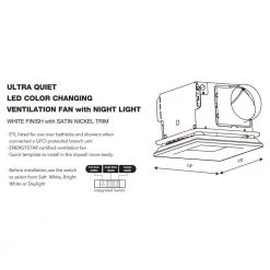 Hampton Bay 160 CFM Ceiling Mount Room Side Installation Bathroom Exhaust Fan with Adjustable LED Lighting and Night Light -Hampton Bay Shop white with satin nickel hampton bay bath fans lds bf3003 44 1000