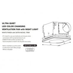 Hampton Bay 160 CFM Ceiling Mount Room Side Installation Bathroom Exhaust Fan with Adjustable LED Lighting and Night Light 12 Hampton Bay 160 CFM Ceiling Mount Room Side Installation Bathroom Exhaust Fan with Adjustable LED Lighting and Night Light -Hampton Bay Shop white with satin nickel trim hampton bay bath fans lds bf3002 44 1000