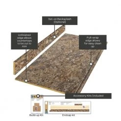 Hampton Bay Wilsonart 4 ft. Laminate Countertop Kit Included in Textured Winter Carnival Granite with Full Wrap Ogee Edge -Hampton Bay Shop winter carnival granite hampton bay laminate countertops 12337kt04n1874 44 1000