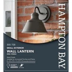 Hampton Bay 1-Light Zinc Outdoor Wall Barn Light Sconce Lantern -Hampton Bay Shop zinc hampton bay outdoor sconces hsp1691a 44 1000